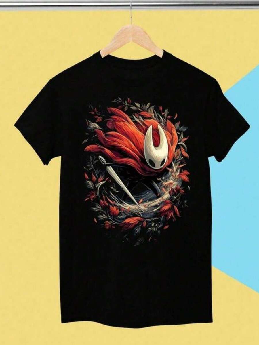 Women's Short-Sleeved T-Shirt With Round Neck And Print Cabaro Del Alma With Esp And Leaves S-3XL Fashion, Comfortable And Breathable, Machine Washable - 黑色 - 查看 1