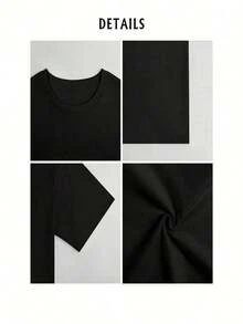 1 Piece Of Women's Clothing, Women's T-Shirt, Casual Short Sleeve Top With Round Neck, Medium Elasticity Fabric, Machine Washable, Comfortable Fit For All Seasons, Women's T-Shirt, T-Shirt With Unique Design, Comfortable Fit, 180g, 100% Cotton. - 黑色 - 查看 6
