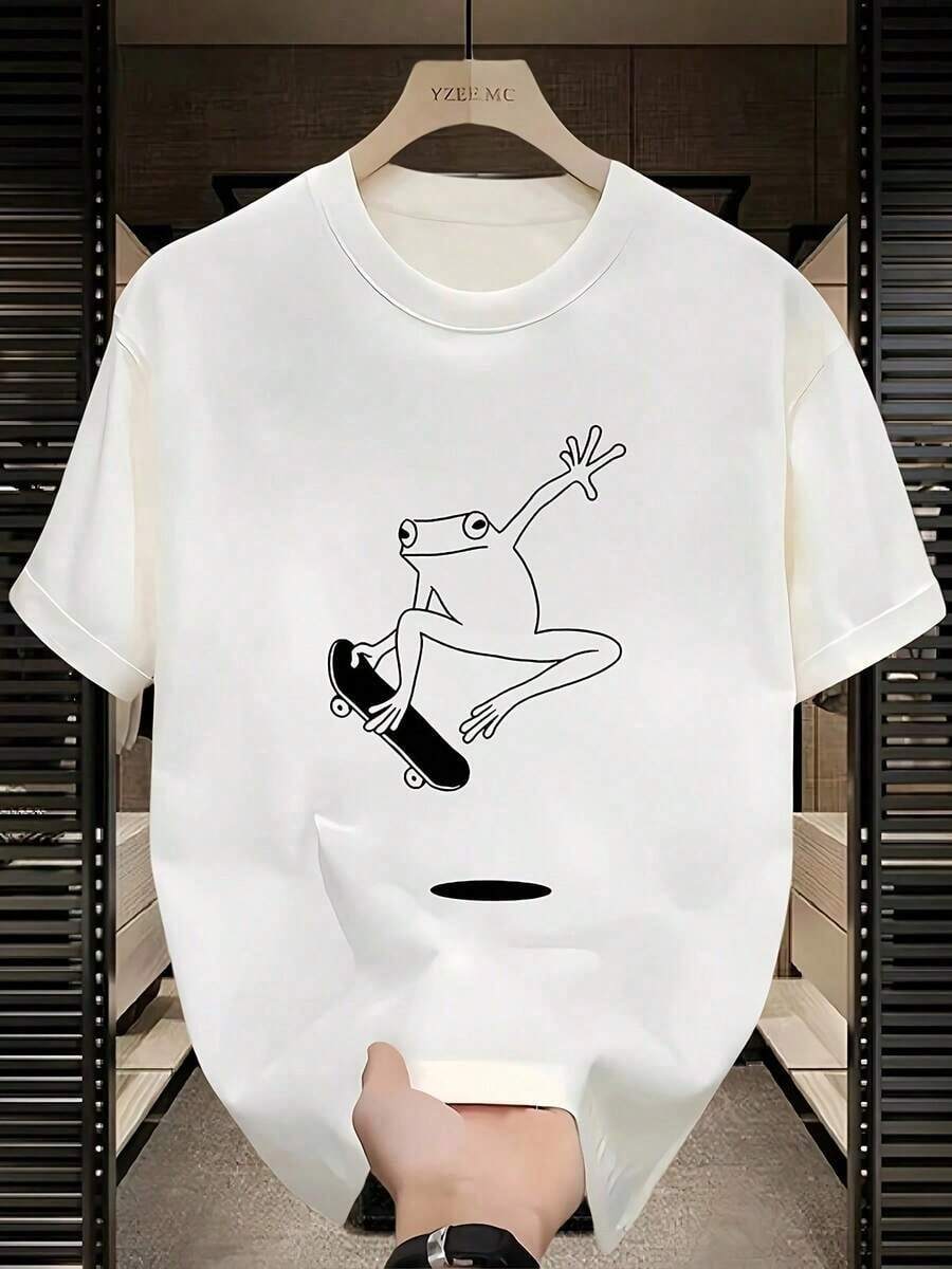 1 Piece Of Men's Heavyweight Cotton Short-Sleeved T-Shirt With Brand Print, New, Casual, Loose And Versatile For Summer, 180g, 100% Cotton. - 預設圖 1 - 查看 1