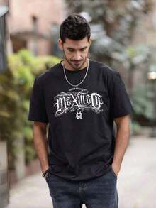 playeras de hombre Manga corta 100% algodón puro 200 gramos de peso ropa de hombre Sudaderas deportivas al aire libre de moda casual gym regalos para hombre día  padre Playa Ligero y transpirable  Estampado popular Calle de la moda - Negro - Ver 2