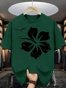 Fashionable T-Shirt, 100% High-Quality Cotton, Creative "Fun Retro" Print, Women's American Street Style Top, Round Neck, Loose Fit, Plus Size, Short Sleeves, Suitable For Valentine's Day, Easter, And As A Gift. NKBK - 綠色 - 查看 1