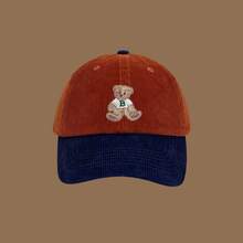 Mũ lưỡi trai nhung kẻ thêu hình gấu Teddy, mũ lưỡi trai unisex điều chỉnh được, mũ snapback mềm mại, kiểu dáng cổ điển đa năng, phù hợp cho các chuyến đi chơi mùa xuân và mùa thu cũng như sử dụng hàng ngày. - mũ bóng chày - Xem 10
