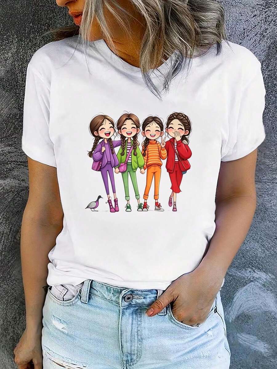 Limited Time Offer, Limited Quantities, Flash ! Women's Casual Shirts, Women's Polyester T-Shirts, Elegant Shirts. Women's Printed Short-Sleeve T-Shirts, Summer, And Casual, Machine Washable, Comfortable Fit, 2D Flat Print - 紅白色 - 查看 1