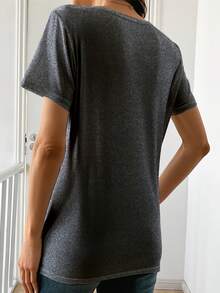 Nueva Camiseta de Moda para Mujer con Cuello Redondo 2026 - Camiseta con estampado de letras de temática cristiana para mujer - Top casual de manga corta con cuello redondo para primavera/ve - Azul - Ver 10