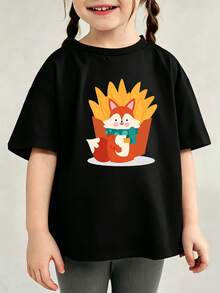 Camiseta Uso Diario Estampada Para Pequeños Verano - Negro - Ver 6