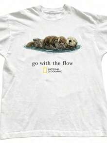 Nueva Llegada 2026: Camiseta Unisex "Go With The Flow" de National Geographic, Estilo Holgado y Relajado, Tejido Suave y Transpirable, 100% Algodón, Moda para Uso Diario, Camiseta de Mujer con Estampado Gráfico. - Blanco - Ver 7