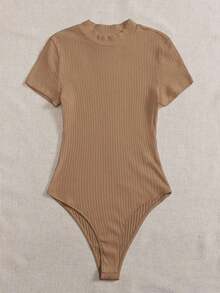 Body tejido de canalé de cuello alto - Marrón Mocha - Ver 3
