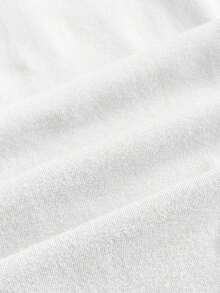 Blusa de manga larga ajustada y corta de unicolor para mujer - Blanco - Ver 3