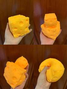 1pc Squeeze Cheese - Extra Large Soft Cheese Block | 4.25 Inch Giant Stress Ball - Sunny Day Entertainment - View 5