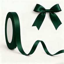 1 Roll 3/8 Inch X 25 Yards Solid Color Satin Ribbon, Dark Green Silk Fabric Ribbon For Gift Wrapping, DIY Bows, Wedding Party Decor & Crafts - Dark Green - View 8