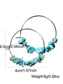 Pendientes de aro con piedras de colores asimétricos, pendientes de círculo grande exagerados, joyería de estilo de vacaciones de alta gama al por mayor - pendientes - Ver 2