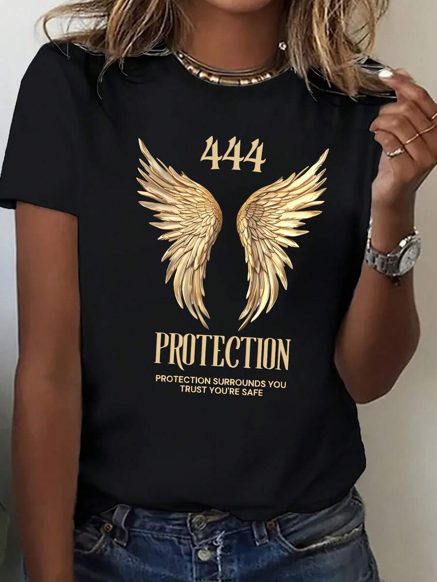 Women's T-Shirt For Spring And Summer - Black - View 1