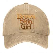 1PC Brown Skin Girl Graphic Vintage Washed Baseball Cap, Lightweight Casual Retro Hat For Women Summer Sports Vacation Daily Wear - Washed Baseball Cap - View 7