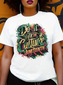 Hazlo por la cultura: Camiseta con estampado gráfico de Juneteenth, celebra la historia y el patrimonio afroamericano, ropa para festivales. - Blanco - Ver 6