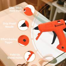 KITESDER Cordless/Corded/20 V High-Temperature Mini Hot Glue Gun Kit (Pack Of 1 Full Size Hot Glue Gun And 30 Sticks) , Easy Squeeze Trigger,For Detailed Crafting And DIY Projects - (Orange) Cordless Glue Gun - View 5
