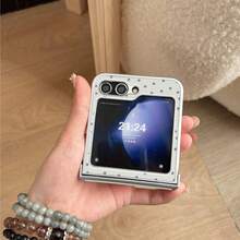 1个波点可爱大象图案PC折叠手机壳，兼容三星Galaxy Z Flip7/ZFlip6/ZFlip5/ZFlip4/ZFlip3，皮革保护套 - 彩色 - 查看 4