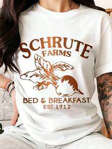 Camiseta de Mujer Schrute Farms Bed And Breakfast Est. 1912, Camiseta con Diseño Inspirado en The Office, Camiseta Casual Unisex para Hombres y Mujeres, Fans del Programa - Blanco - Ver 7