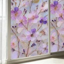 1/4 piezas Película de ventana estática esmerilada con diseño floral vintage, película de ventana de privacidad con bloqueo de luz, adecuada para decoración de dormitorio, oficina y baño - Pegatinas para ventanas - Ver 12