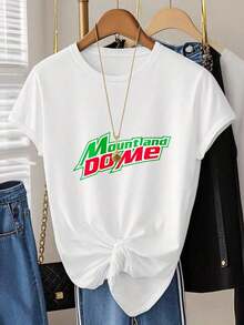 New Women's Oversized Crew Neck Graphic T-Shirts, Summer Casual Style, 100% Cotton T-Shirt, Mountland Do Me Casual Wear, Spring Loose Short Sleeve Tops, Summer Fashion Basic T-Shirts, Women's Clothing Gift - Unisex Cotton Loose Short Sleeve Crew Neck Urban Vintage Style T-Shirt. - 白色 - 查看 2