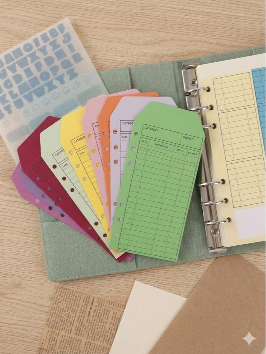 12Pcs Vintage Kraft Paper Budget Envelopes, Colorful Cash Saving Envelopes With Expense Tracking Sheets, European Style Money Organizer For Personal Financial Management