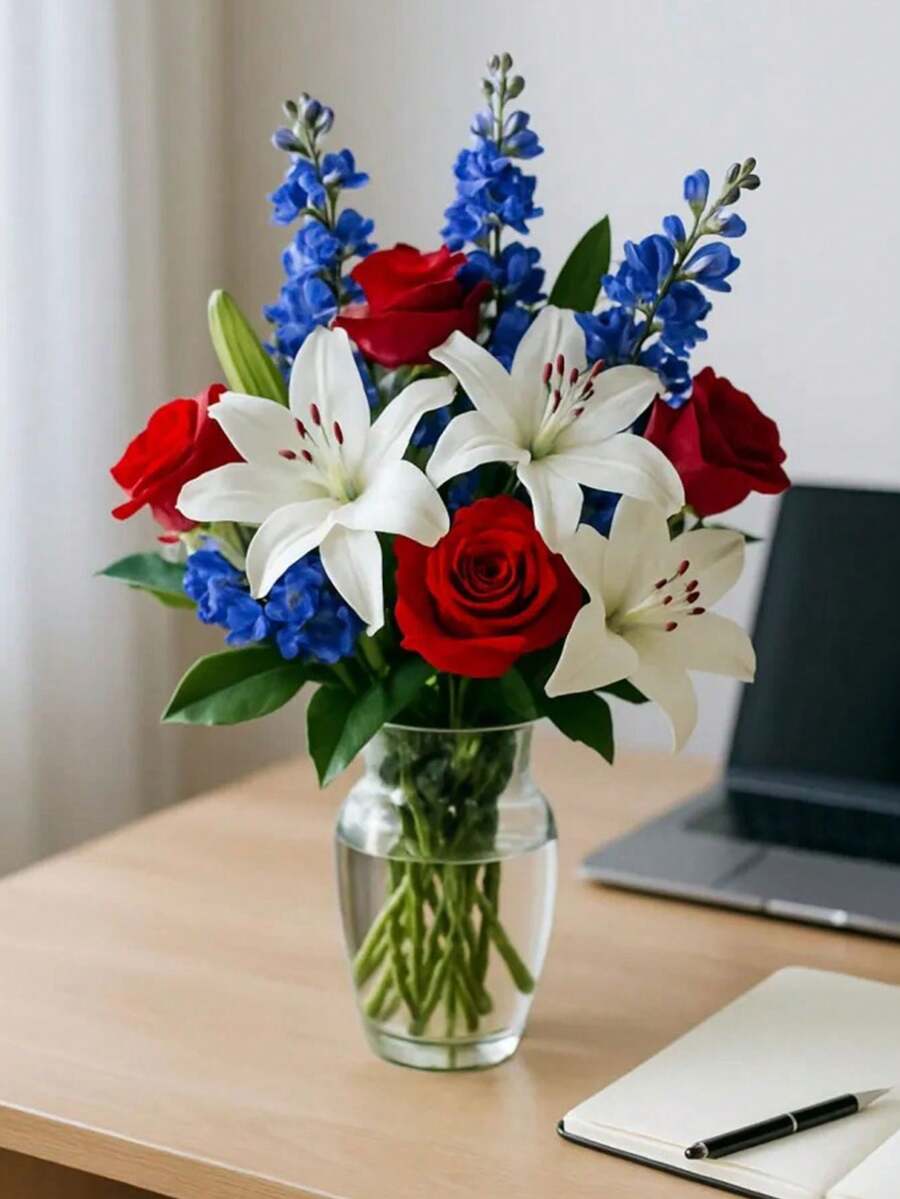 5件/3件/2件/1件（白色、藍色、紅色）37cm/14.57in 人造百合花，長莖人造星百合，盛開百合與虎百合花束，適用於家居、酒店、派對裝飾、房間裝飾、婚禮裝飾、新娘背景道具、花束、胸花、腕花、婚禮拱門、派對裝飾、禮品裝飾、婚禮裝飾、餐廳桌面中心裝飾、花束填充、花卉、花朵、婚禮花卉、人造花、向日葵、玫瑰、人造沙拉、裝飾