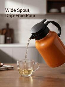 1.8L Large Capacity 304 Stainless Steel Insulated Kettle With Detachable Tea Infuser Safety Latch Single Hand Operation Leakproof Wide Mouth Drip Proof Spout Thermal Pot For Coffee Thick Soup Arabian Mint Tea Household Drinkware - Multicolor - View 10