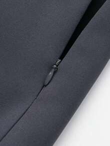 Falda pantalón de cintura con cremallera de unicolor para mujer, de verano - Gris Oscuro - Ver 5