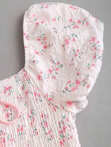 Vestido casual de media longitud con estampado floral diminuto para mujer, verano - Blanco - Ver 3