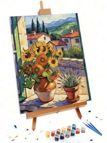 Sunflower Landscape Window View DIY Digital Oil Painting Handmade Craft Home Decor 40x50cm/16x20in Holiday Gift - Sets - View 4