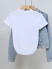 Camiseta de estilo urbano 'Prosecco Mood', suave y holgada, con estampado audaz a mano, varios tamaños - Blanco - Ver 2