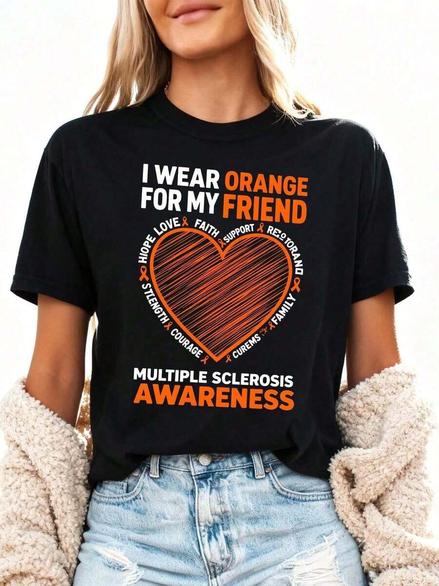 I'm Wearing Orange For My Friend With Multiple Sclerosis -2 Breathable And Comfortable - Black - View 1
