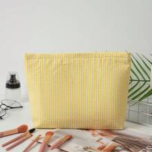 Personalized Fine Striped Cosmetic Bag, Customizable Name Makeup Pouch, Bridesmaid Gift, Travel Toiletry Bag, Striped Wash Bag, Beach Purse, Gift For Women, Aesthetic - Multicolor - View 11