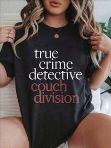 1 camiseta de mujer True Crime Detective Couch Division 180g 100% algodón - Blanco - Ver 6