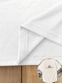 1 Piece Of Beautiful Blouses For Women's Clothing Women's Shirts Butterflies And Heartbeats 180G Black And White T-Shirt, Butterfly Print, High Quality Print, Round Neck, Basic Loose Size, For Men And Women, Breathable, Versatile, Machine Washable, Breathable, Comfortable, Size S ~ 3XL, Daily, Casual, Sports, Essential For Summer. - 白色的 - 查看 6