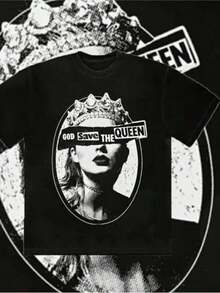 Camiseta de Manga Corta de Algodón Estampada de Taylor para Verano 2026, Ropa de Regalo para Fans de Swift, Hombres y Mujeres, Alta Calidad, Cuello Redondo, 100% Algodón, Tejido Suave, Manga Corta - Negro - Ver 1