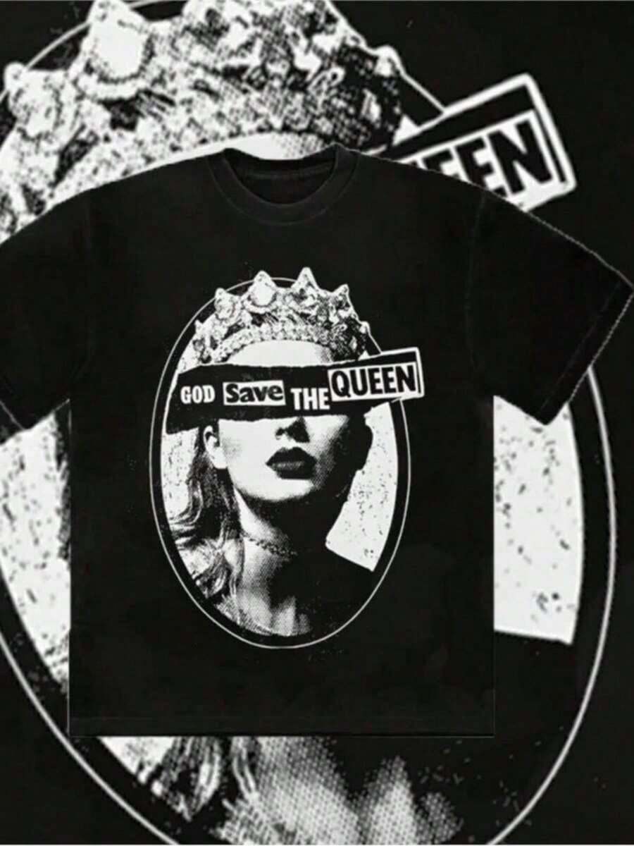 Camiseta de Manga Corta de Algodón Estampada de Taylor para Verano 2026, Ropa de Regalo para Fans de Swift, Hombres y Mujeres, Alta Calidad, Cuello Redondo, 100% Algodón, Tejido Suave, Manga Corta - Negro - Ver 1