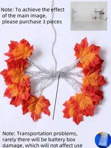 1set-6m 40pcs Large Maple Leaf Halloween Decoration Autumn Lights Thick Leaf Garland LED Lights Battery Powered Suitable For Halloween, Autumn, Thanksgiving Decoration, Halloween Indoor And Outdoor Autumn Harvest Decoration - Multicolor - View 6