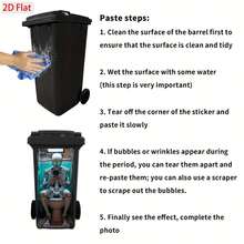 1 buah Stiker Tempat Sampah Bertema Robot Tengkorak 2D Datar Perekat Diri, Tahan Air, Stiker Dekorasi Tahan Air Perekat Diri PVC, Mudah Dikupas dan Ditempel, Cocok untuk Dekorasi Dinding Rumah, Dapur, Dekorasi Tempat Sampah, Pengorganisasian Rumah, Penyimpanan Dapur - A - View 13