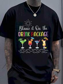 Camiseta versátilBlame It On The Drink Package T-Shirt Summer Cocktail Party Vacation Beach Wear Fun Graphic Tee For Men Women,Camiseta con temática de fútbol,Ideal para el verano de chicos adolescentes,Estilo unisex apto para todas las estaciones,Disponible en tallas para adultos y niños,Top de verano para mujer,Tallas disponibles tanto para adultos como para niños - Negro - Ver 6