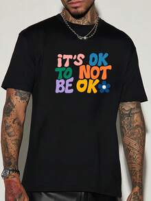 Unisex Short Sleeve T-Shirt For Men, Mental Health Awareness T-Shirt - Agree No Agree. Slogan Print, Casual Round Neck Short Sleeve Summer Tee With Multicolor Supportive Message, Breathable & Machine Washable For/Advocacy Players, Men, , Women, Men, Boho Chic, Teacher Gifts, T-Shirt For Women's Sets With Curves, Y2K - 黑色 - 查看 6