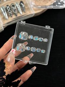 1 hộp đựng dụng cụ làm móng trong suốt, hộp trưng bày móng có thể đeo được, hộp đựng hình vuông chống bụi và chống oxy hóa có nắp lật (hộp rỗng) - Trong sáng - Xem 3