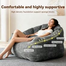 Round Ergonomic Pouf That Conforms To The Contours Of The Body For Optimal Relaxation And Comfort At Home. - 灰色 - 查看 6
