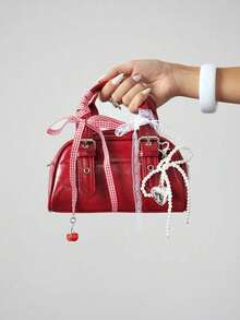 ROMWE Women's Cute Dark Style Bow Cross Chain Decor Mini Handbag , Bow , Kawaii - 黑色 - 查看 7