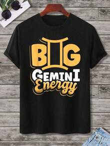 Camiseta Big Gemini Energy con Gráfico del Signo Zodiacal para Hombres y Mujeres, Ropa Urbana Unisex, Camiseta Casual de Moda, Idea de Regalo de Astrología, Regalo de Cumpleaños - Negro - Ver 6