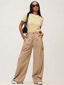 BASICS Camiseta casual con estampado a rayas para primavera y verano - Amarillo - Ver 6