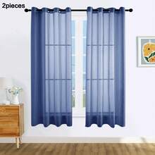 1 Stück und 2 Stück transparente Vorhänge/Ösen-Vorhänge/Mehrere Farben verfügbar/Halbtransparente Vorhänge/Lichtfilternde luftige transparente Vorhänge/Universelle dünne transparente Vorhänge für das ganze Haus, atmosphärische Fensterdekoration transparente Vorhänge, geeignet für Wohnzimmer/Schlafzimmer Vorhänge/Dekorative Vorhänge, - marineblau - Übersicht 24