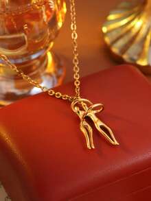 2pcs/Set Kalung Liontin Pasangan Berpelukan dari Baja Tahan Karat, Perhiasan Hati Kekasih yang Serbaguna - Set CYN121-1 - View 3