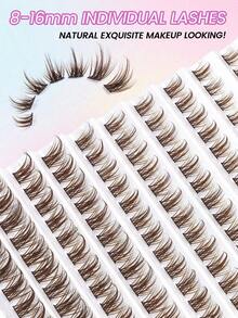 MAANGE 120Pcs CC Curl Individual Lashes-Brown Clusters Lashes,Soft Glam Wipsy, Airy Volume,Multi-Length Clusters,For Beginners Eye Makeup, Eyelash Clusters, Individual Eyelashes, Lashes, Fake Lashes - D - View 6