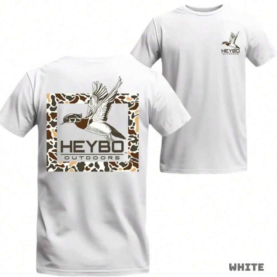 Black Crew Neck T-Shirt With Double-Sided Print Design | Flying Wasp Graphic T-Shirts For Waterfowl Hunters | Men's Outdoor Sportswear | Classic Tropical Short Sleeve Crew Neck T-Shirt | Smart Casual Cotton Streetwear 10DE YO9R OLG0 - 黑色 - 查看 1
