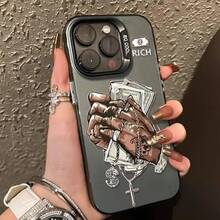 Rapper Shockproof Case With Colorful Silver Shell On Black, Scratch-Resistant And Camera Protection. Viral Fashion Designs, Exclusive Influencer Style. Compatible With IPhone 11-17 Pro Max, X/XS Max, S20-S158 Ultra, S - CYK-黑色 - 查看 4